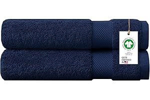 Delara 100% Organic Cotton Towels 650 GSM Plush Feather Touch Quick Dry Bath Sheet, Pack of 2 GOTS Certified, Oeko-Tex Green Certified, Organic Cotton Bath Sheet