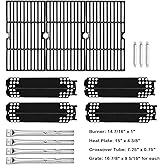 Uniflasy Replacement Parts Grill Parts for Charbroil 4-Burner Grills | Fits 463436215/463436213/463436214/467300115; includes 3 cast iron grates, 4 burners, 4 heat plates and 3 crossover tubes