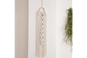 VIRFONOR Boho Macrame Wall Hanging,Handmade Evil Eye Wall Decor Dreamcatchers for Bedroom Home Apartment Ornament Craft Gift (27.56" L x 5.51” W)