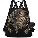 ALAZA Boho Chic Golden Crescent Moon & Sun Mandala Backpack Purse for Women Anti Theft Fashion Back Pack Shoulder Bag One Size