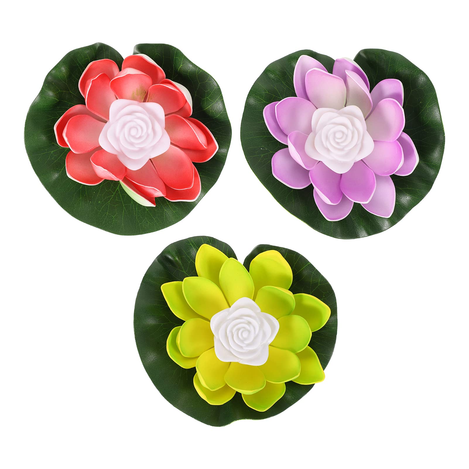 Happyyami Led Lotus Lamp 3-Pack Waterproof Foam Decorative Lotus Lights for Home Temple Festival and Birthday Atmosphere Decoration