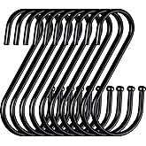 DINGEE 20 Pack S Hooks for Closet,Jeans Hooks for Closet,Heavy Duty Black S Hooks for Hanging for Kitchen, Clothes, Plants, Work Shop, Pots, Pans,Bags, Cups, Garden