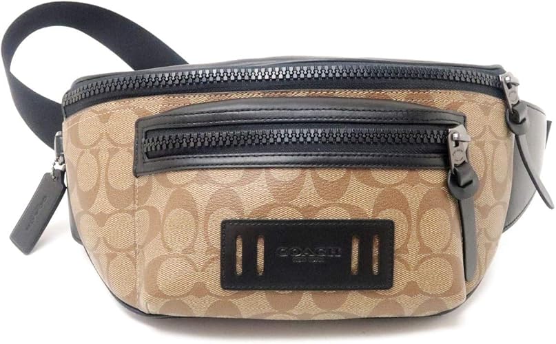 Amazon コーチ Coach バッグ メンズ ショルダーバッグ 斜めがけ ウエストバッグ ボディーバッグ ベルトバッグ レザー ブラック黒 シグネチャー qbtn2 アウトレット品 並行輸入品 ボディバッグ ワンショルダー