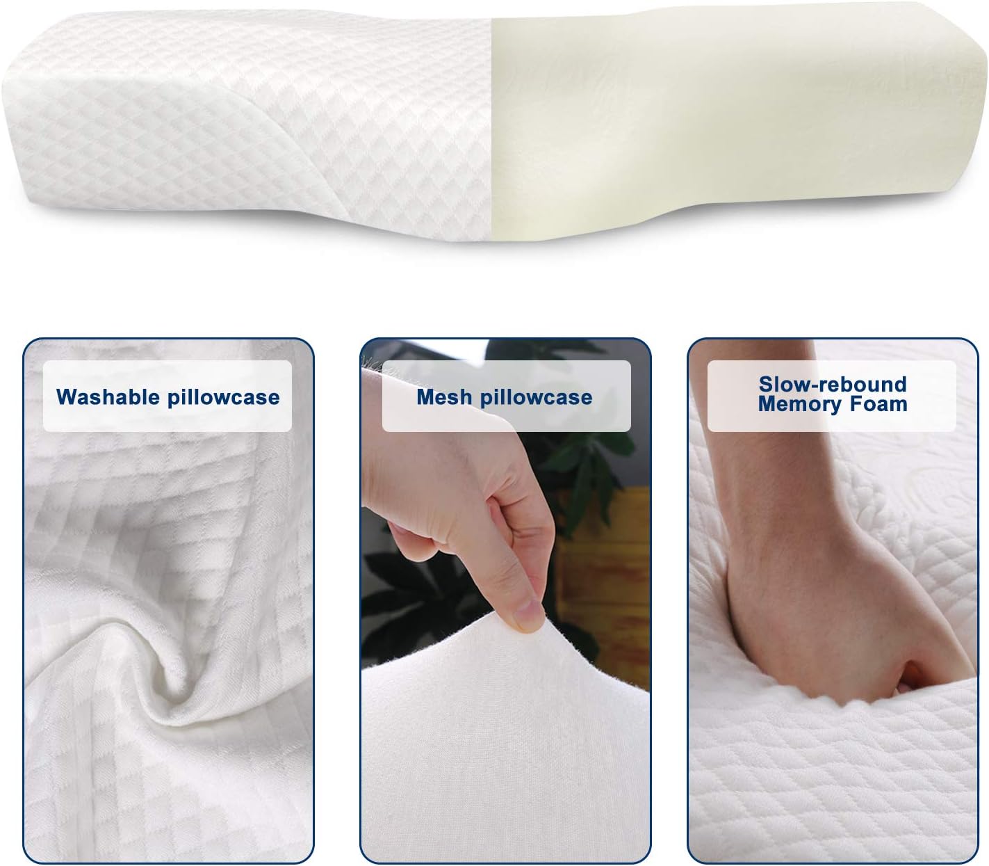 Milemont Memory Foam Pillows for Sleeping Contour Cervical Pillow Bed Pillow for Side, Back and Stomach Sleepers Standard Size Pillow: Kitchen & Dining