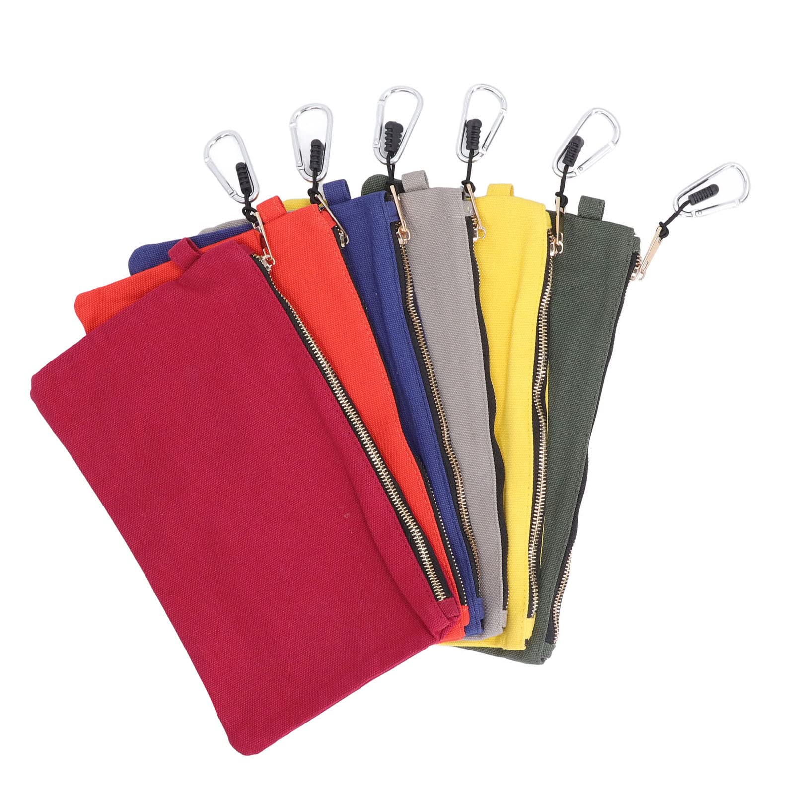 6 Pack Canvas Tool Bags, Dependable Durable Zipper Tool Bag, Multi Purpose Canvas Tool Bags Heavy Duty Utility Canvas Pouch Set Waterproof Portable with Carabiner for Drill Bits, Screws, Tools Storage