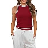 MIHOLL Women Summer Racerback Tank Tops Cute Sleeveless Halter Neck Tank Top Trendy Ribbed Cropped Tank Shirts