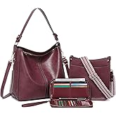 Purses for Women 3PCS, Crossbody Bags Set Large Leather Purse Shoulder Handbags with Wallet Adjustable Straps for Ladies Tote