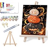 NEGEKFKX Halloween Pumpkin Paint by Numbers Kit for Adults Beginner with Frame,Horror Easy Adult Paint by Number Kits on Canvas DIY Painting for Beginners Art by Numbers for Home Wall Decor 12x8 Inch