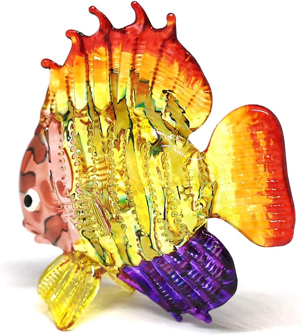 ZOOCRAFT Tropical Glass Sea Fish Figurine Hand Blown Art Sealife Collectible Miniature Aquarium Decor: Kitchen & Dining