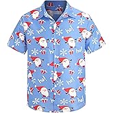 Yoimira Hawaiian Shirts for Boys, Button Down Short Sleeve Tropical Print, Kids Summer Beachwear Tops 7-14 Years