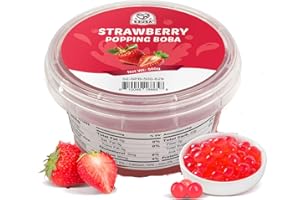 52USA Strawberry Popping Boba (500g), Popping Pearls for Bubble Tea, Beverages, Sweets, Ice Cream, Shakes, Desserts & Smoothi