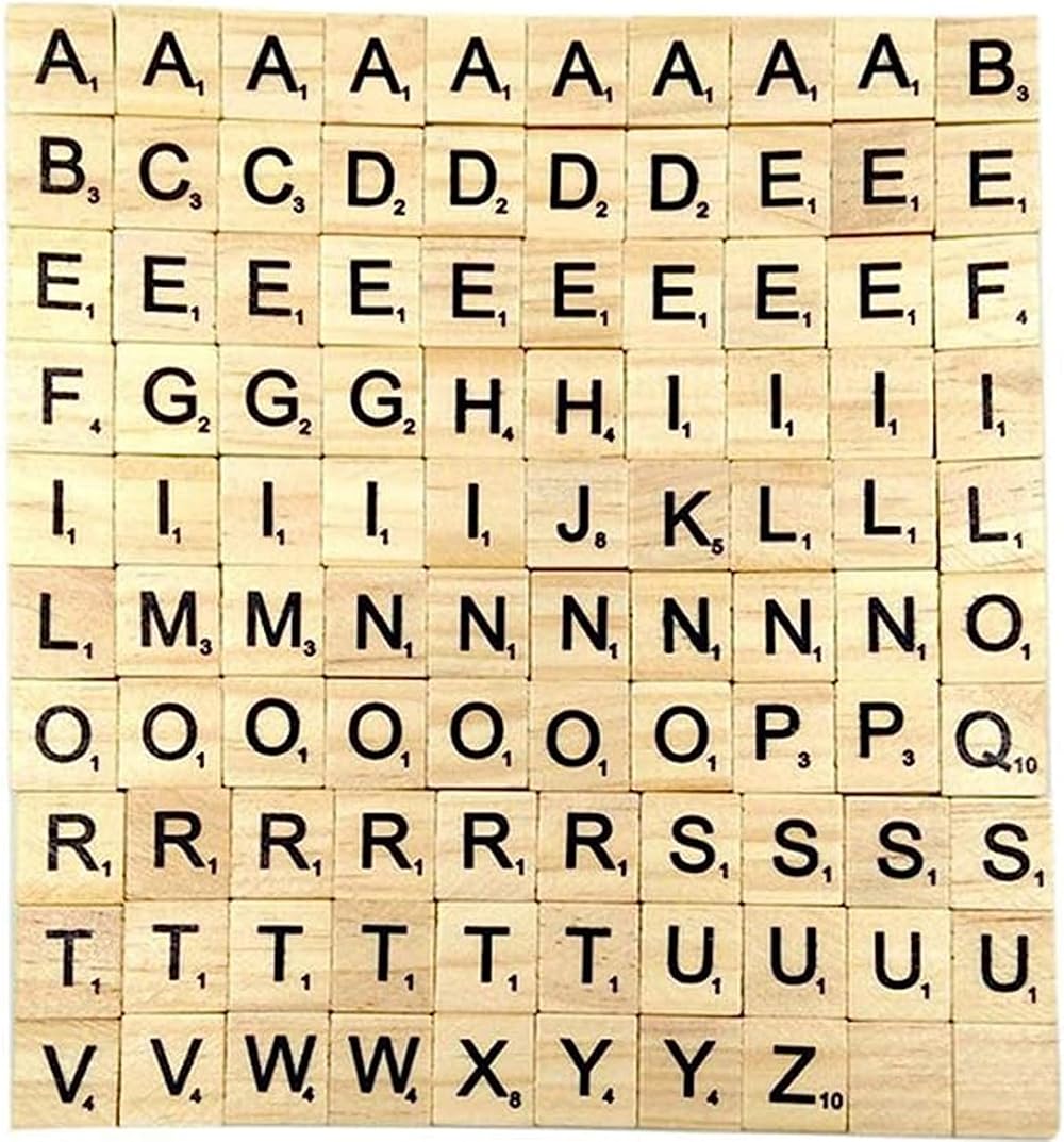 NUDFSY 100pc Wood Letter Tiles Scrabble Crafts DIY Alphabet Coasters Crossword