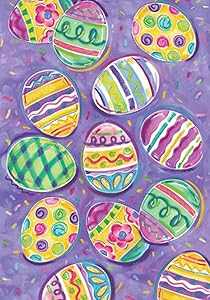 Toland Home Garden Egg Toss 12.5 x 18 Inch Decorative Colorful Painted Easter Eggs Garden Flag