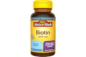 Nature Made Biotin 1000 mcg Softgels, Biotin Vitamins Dietary Supplement, Supports Healthy Hair & Skin, 120 Softgels, 120 Day Supply