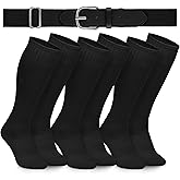 Gnodio 3 Pairs Baseball Socks and Belt Combo Youth Boys Softball Football Socks and Elastic Baseball Belts for Boys Girls