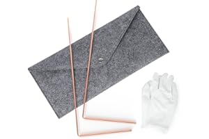 MARDILI 99.9% Pure Copper Dowsing Rods Kit- 2PCS 11.8 * 5.12 Inch Divining Rods+Gift Bag+Gloves for Water Divining Witching, Energy Healing, Paranormal, Ghost Hunting, Gold, Yes No Questions