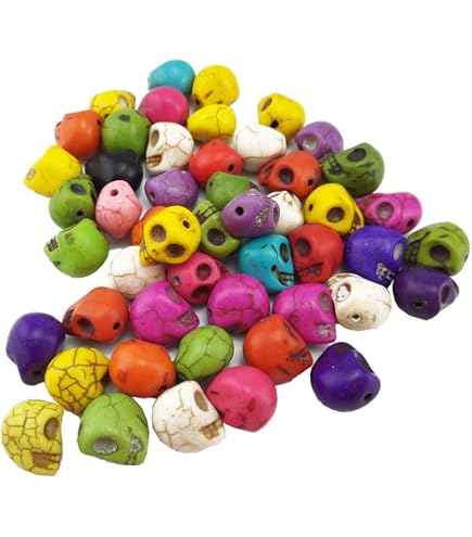 100 Cuentas Turquesa De Calavera 6x8mm - Para Pulseras, Collares, Manualidades Y Joyería DIY