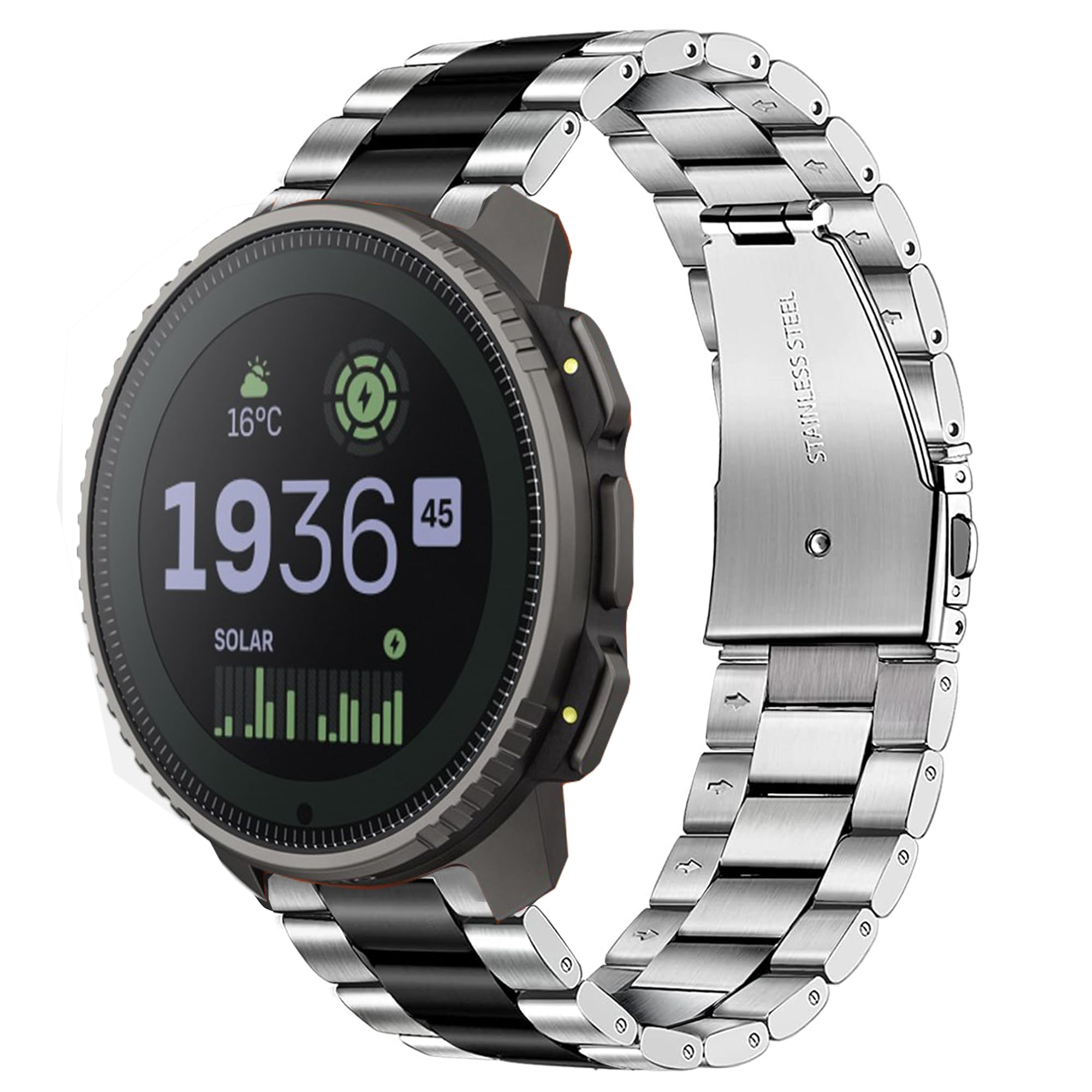 Blueshaweu Compatible for SUUNTO VERTICAL Band, 22mm Quick Release Stainless Steel Metal Replacement Straps Compatible with SUUNTO Vertical / 9 Peak/Peak Pro / 5 Peak (Silver-Black)