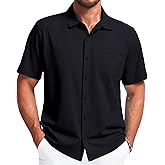 BANZHUKE Mens Short Sleeve Dress Shirts Business Casual Button Down Shirt Summer Beach Wedding Untucked Shirts with Pocket