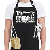 Kaidouma Grill Apron BBQ Aprons for Men Dad - The Grillfather - Funny Chef Cooking Grilling Apron with 2 Pockets - Birthday Father's Day Christmas Gifts for Dad