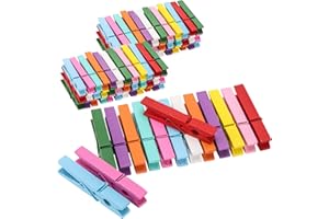 TECBEAUTY 80pcs Colored Wooden Clothespins, 2.8 inch Clothes Pins for Clip Pictures Photos, Heavy Duty Natural Birchwood Clips for Hanging Clothes