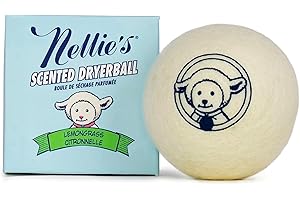 Nellie's Scented Wool Dryerball - Lemongrass Scented - Made with 100% Pure New Zealand Wool and Lasts Approximately 50 Drying