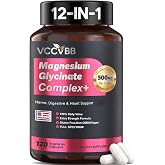 Magnesium Glycinate 500mg, 12-in-1 Magnesium Complex, 120 Capsules | Contains Magnesium Glycinate, Citrate, Taurate, Orotate &amp; Other Magnesium Forms for Daily Nutrition