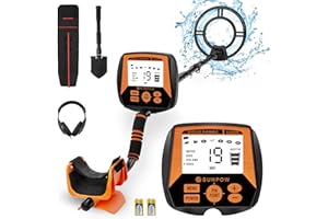 SUNPOW Metal Detector for Adults-10'' IP68 Waterproof Search Coil with New Upgraded DSP Chip-5 Modes Gold Detector-Strong Anti-Interference-OTMD04
