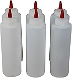 Plastic Squeeze Condiment Bottles with Red Tip Cap 16-ounce Set of 6