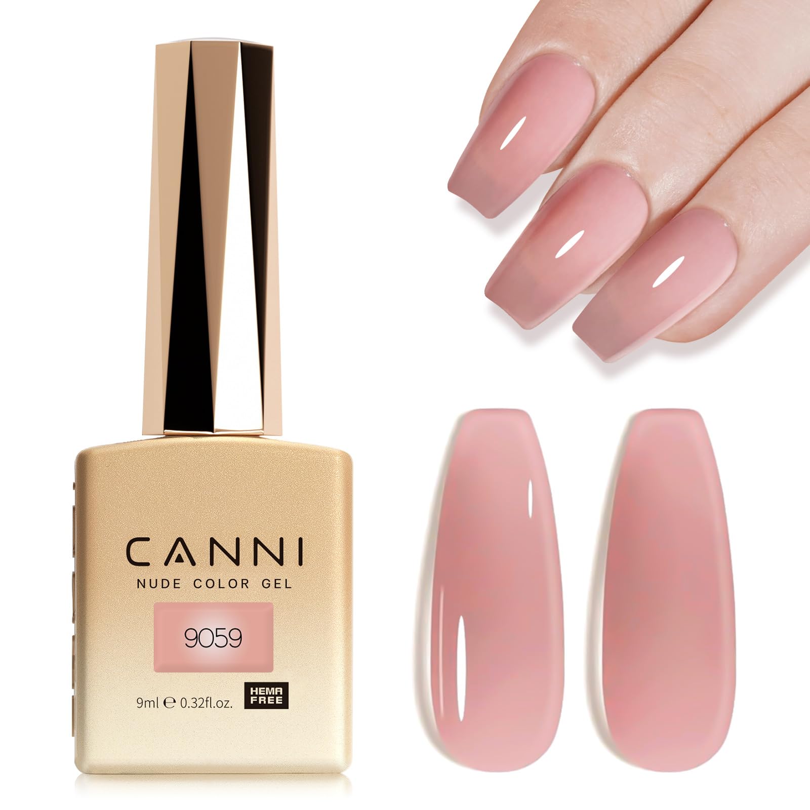 Photo 1 of CANNI Pink Jelly Gel Polish – 9ML Translucent Sheer Nude Soak-Off UV/LED Gel Nail Polish for DIY Manicure or Salon Use