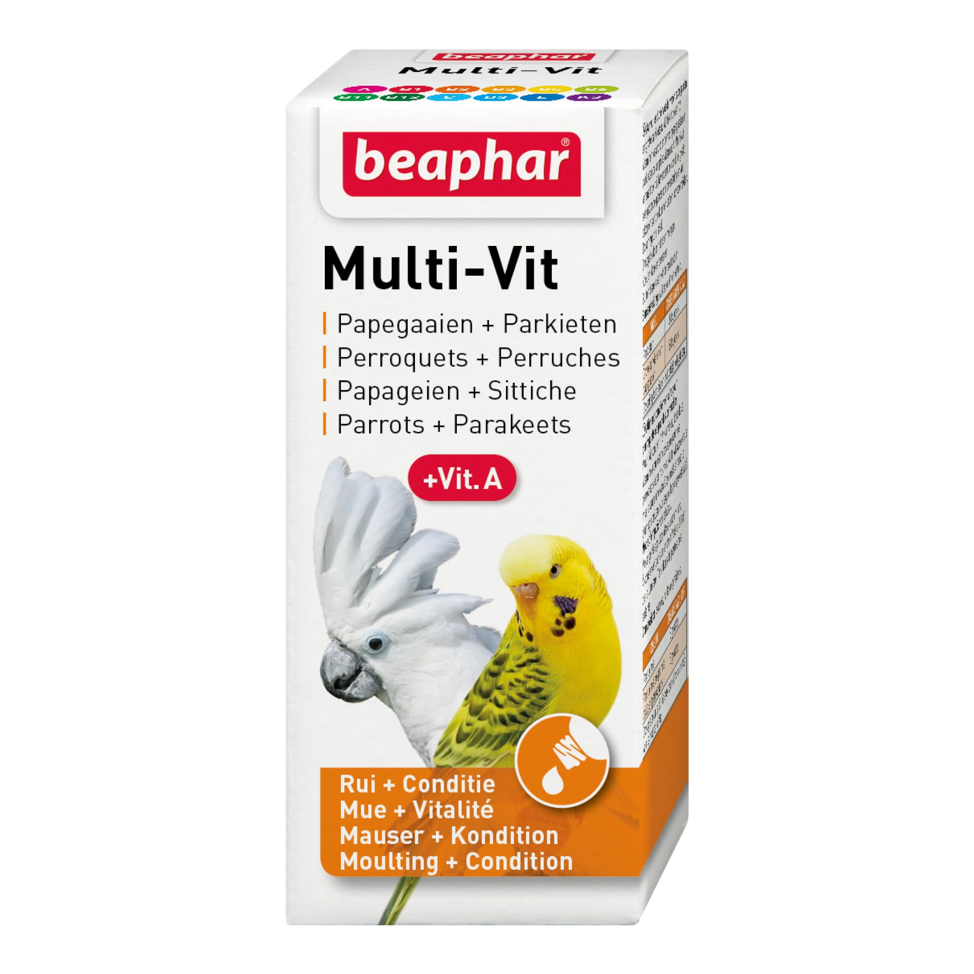 Beaphar – Multi-Vit for Parrots & Parakeets – Promotes Rapid, Complete Moult & Prevents Feather Plucking – Contains 12 Vitamins – Easy-to-Use, Mix With Food – Suitable for Parrots & Parakeets – 20ml