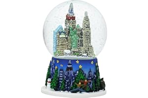 CITY-SOUVENIRS Mini New York City Christmas Snow Globe and Rockefeller Center Skyline 2.5 Inches