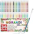 ZZWUAPT Morandi Gel Pens,36 Color Gel Pens Set for Adult Coloring Books Black Paper Doodling Scrapbooking Sketching Journaling
