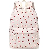 BABUN Backpack for Girls Bookbags Durable Lightweight Teen High School Bags Laptop Women Travel Daypacks (1-Red Hearts Beige)