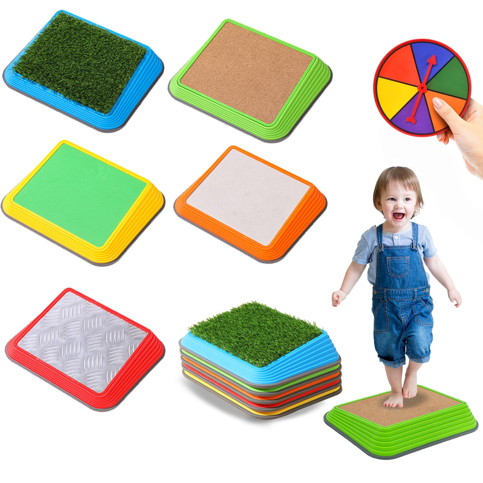 Photo 1 of Giant Stepping Stones for Kids with Spinner, Sensory Toys, Non-Slip Balance River Stones Up to 220 LBS, Indoor Outdoor Play Equipment Game,Obstacle Course Promote Toddler Coordination and Motor Skills