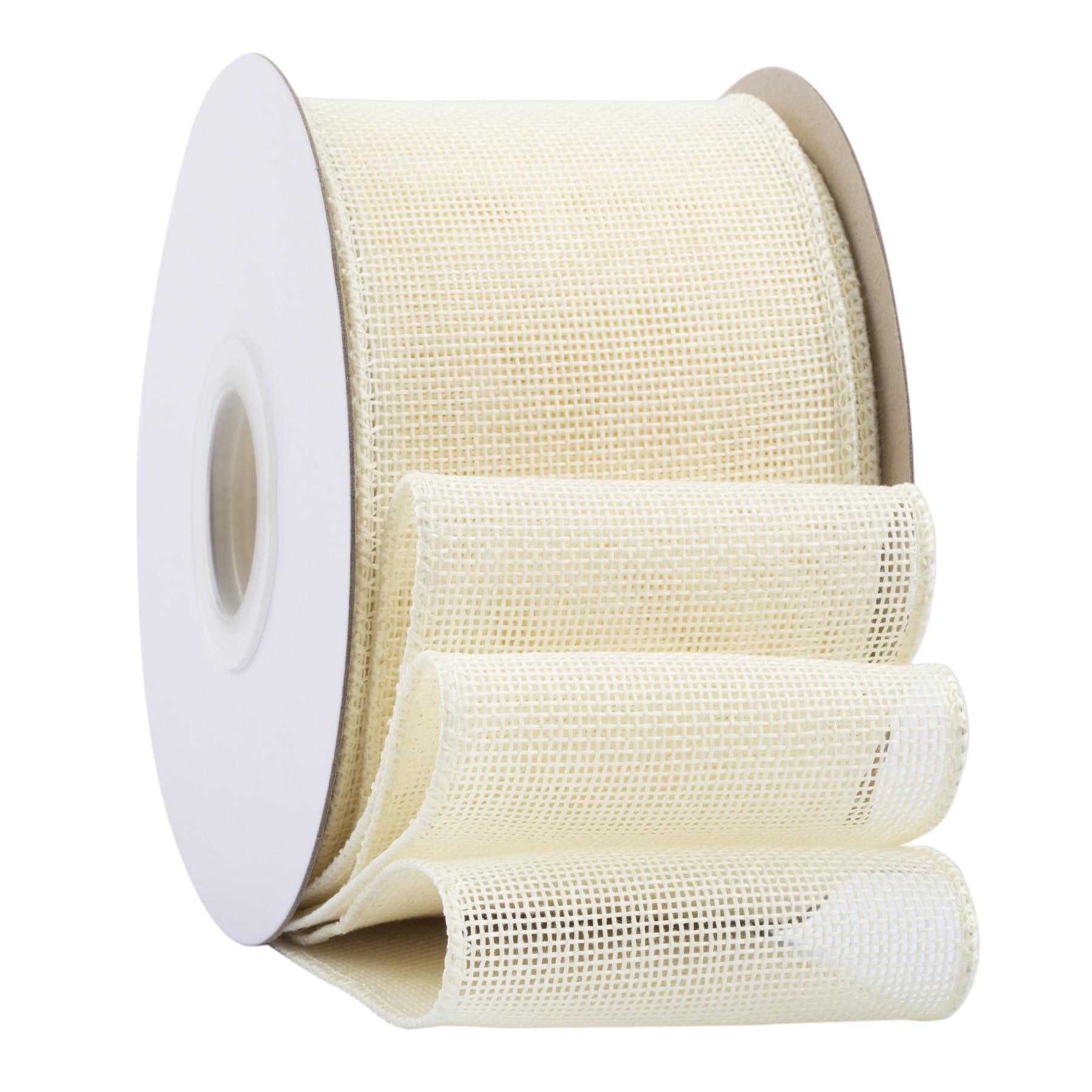 Ribbonitlux Ivory Burlap Wired Ribbon, 75mm x 18 Meters, Wired Edge Burlap Ribbon for Gift Wrapping, Big Bow, Wreath, and Christmas Tree Decoration