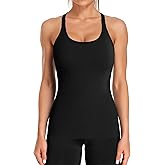 ATTRACO Ribbed Workout Tank Tops for Women with Built in Bra Tight Racerback Scoop Neck Athletic Top