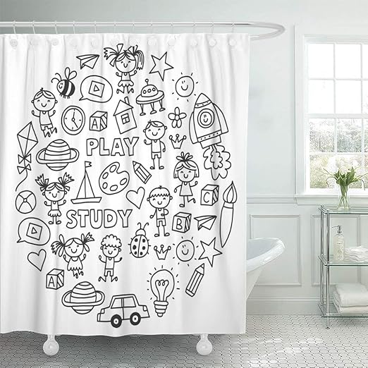 Amazon Com Emvency Shower Curtain Kindergarten Nursery Preschool