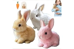 DFGVCESR 2025 New Bunny Realistic Bunny Toy, Bunny - Easter My Realistic Bunny Toy, Interactive Bunny Realistic Bunny - Jumping, Twitching, and Shaking Ears (A-Brown+Pink+White)
