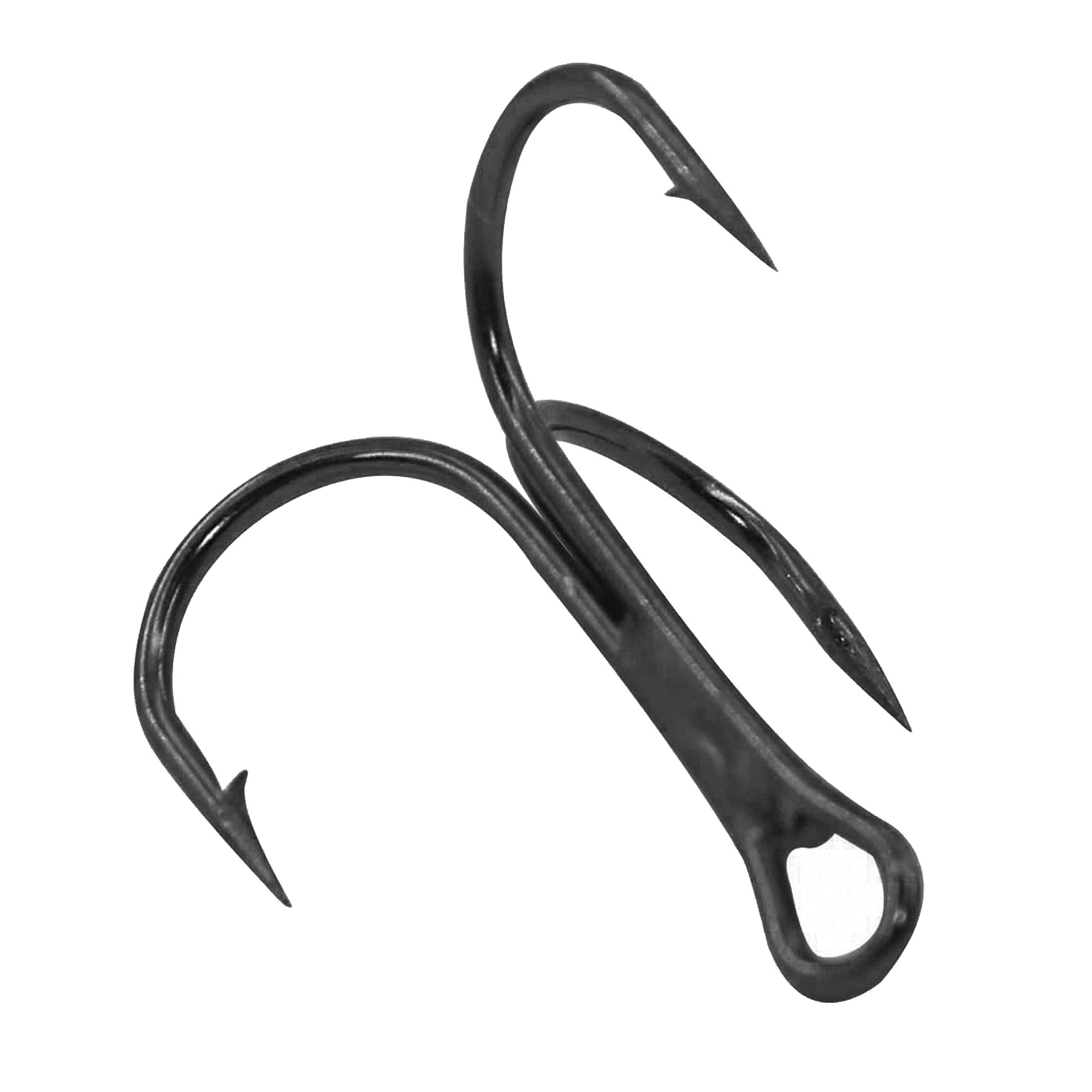 Treble Fishing Hook Strong Round Bend Treble Hooks 100PCS-200PCS Wide Gap High Carbon Steel Hooks for Lures Baits Size 1/0-14 Black