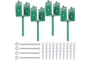 LARNORJE 4x4 Fence Post Holder for Concrete - U Shape Post Anchor Ground Spike, Powder Coated Post Base Bracket for Pergola, Deck Supports, Porch Railings, Handrails and Posts, Mailboxes etc（ 4PCS）