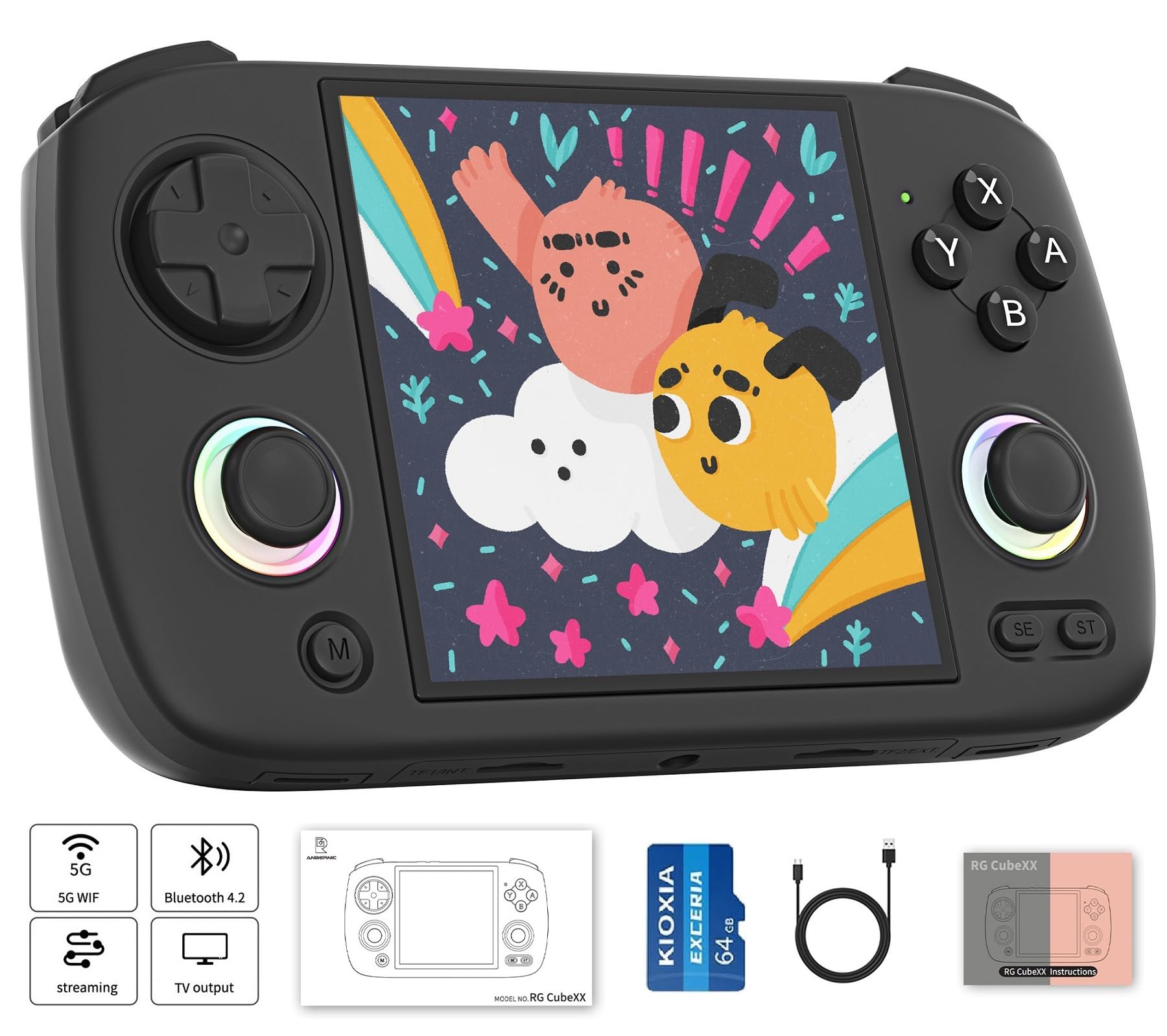 RG CubeXX Retro Handheld Game Console , 3.95 Inch