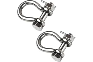 2 Set D Ring Shackle Pure Brass Screw Pin, 10mm Anchor Shackle Pure Brass U Type