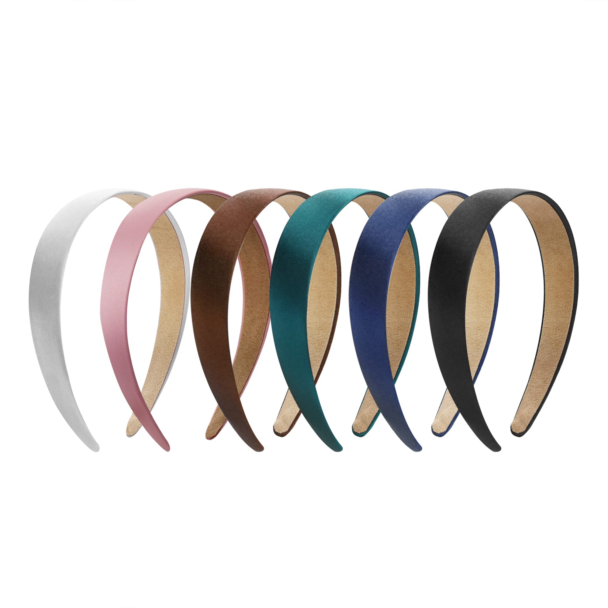 JOYOYO 6 Pcs Satin Headbands Hair Bands for Women - Wide,1 Inch Width, Multicolor, Non-Slip, DIY Alice Headbands for Women & Girls
