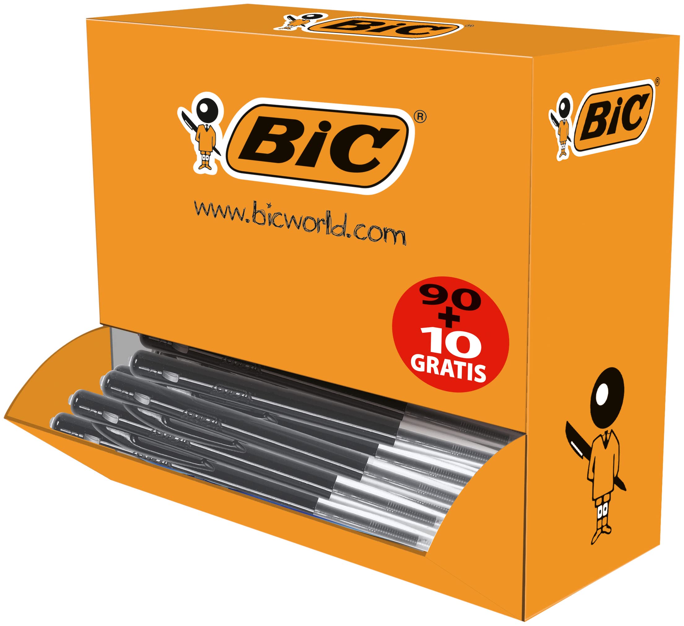 BIC M10 Medium Clic Pens Value Pack - Black (Pack of 100)