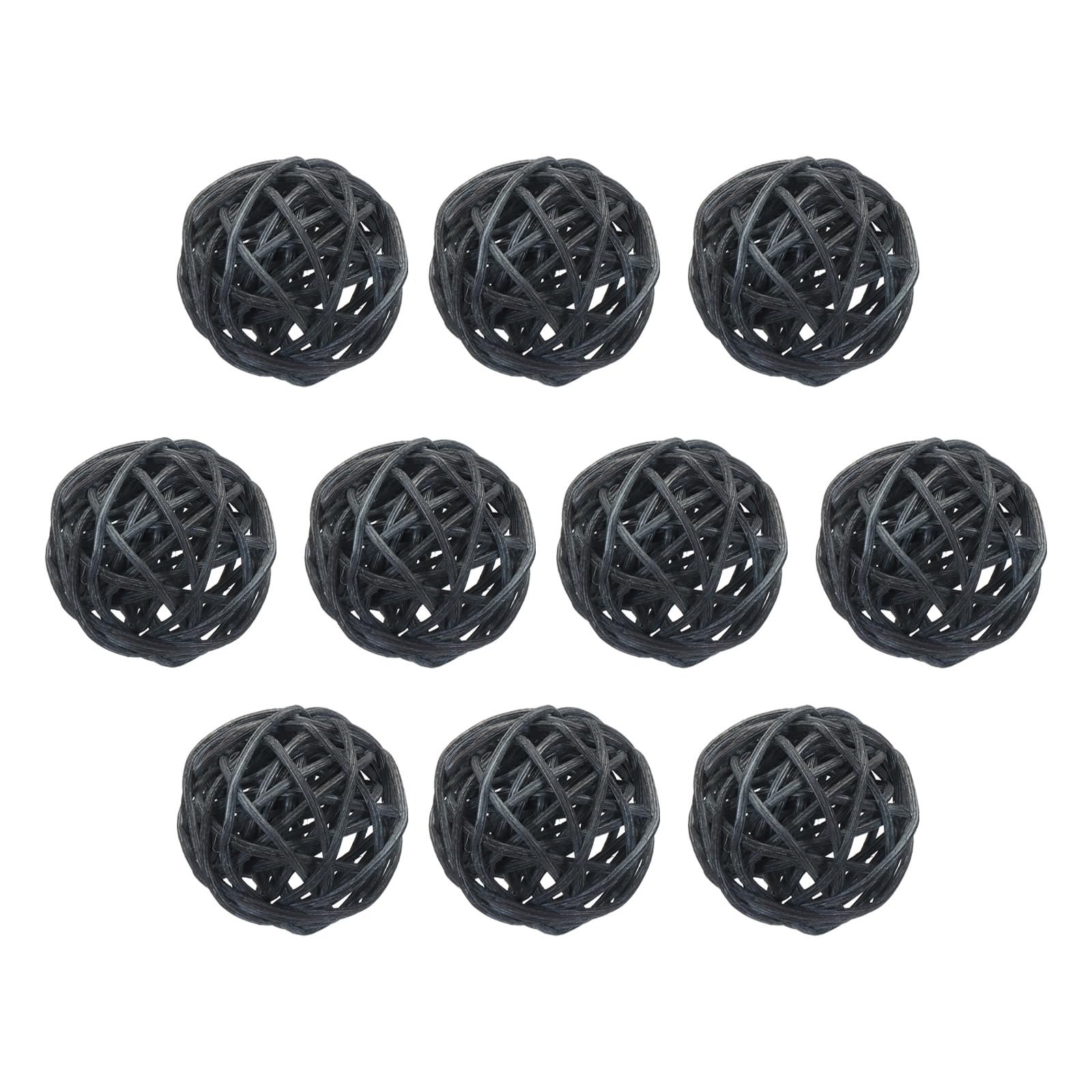 Uxcell 12 Pcs Wicker Rattan Balls 1.6 Inch Rattan Decorative Balls for Centerpiece Bowls Vase Fillers Home Decor Black