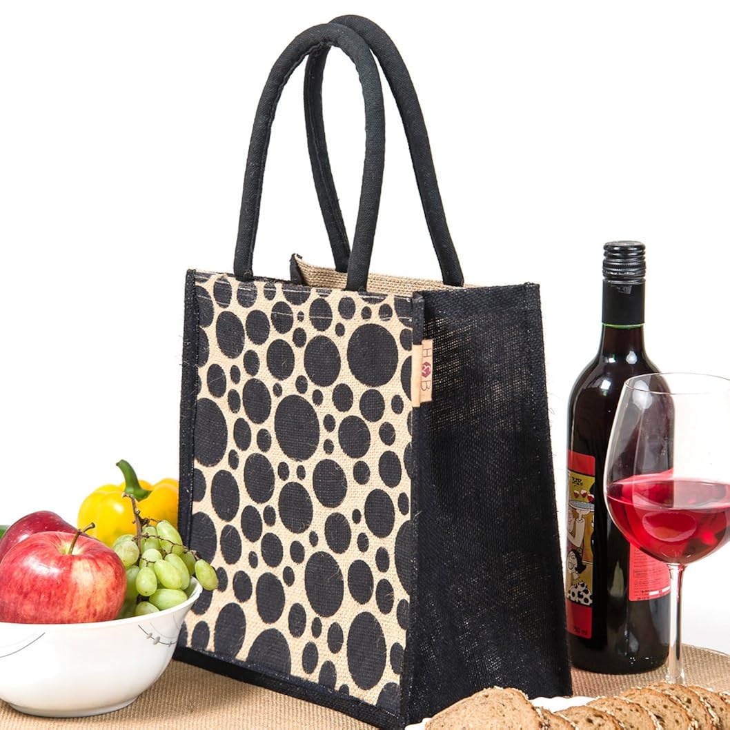 h&b men's jute multicolour lunch bag