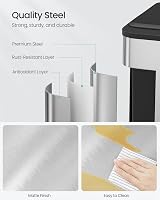 SONGMICS 2 x 15L Kitchen Waste Bin Double Rubbish Bin Stainless Steel view 6