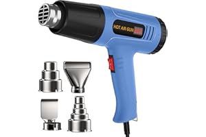 JFTOOIS Heat Gun for Vinyl Wrap,Shrink Tubing,Paint,Epoxy Resin,Candle Making,Adjustable Temperature,Overload Protection Hot Air Gun Kit Nozzles(Side Temp Display + Stepless Temp Control)