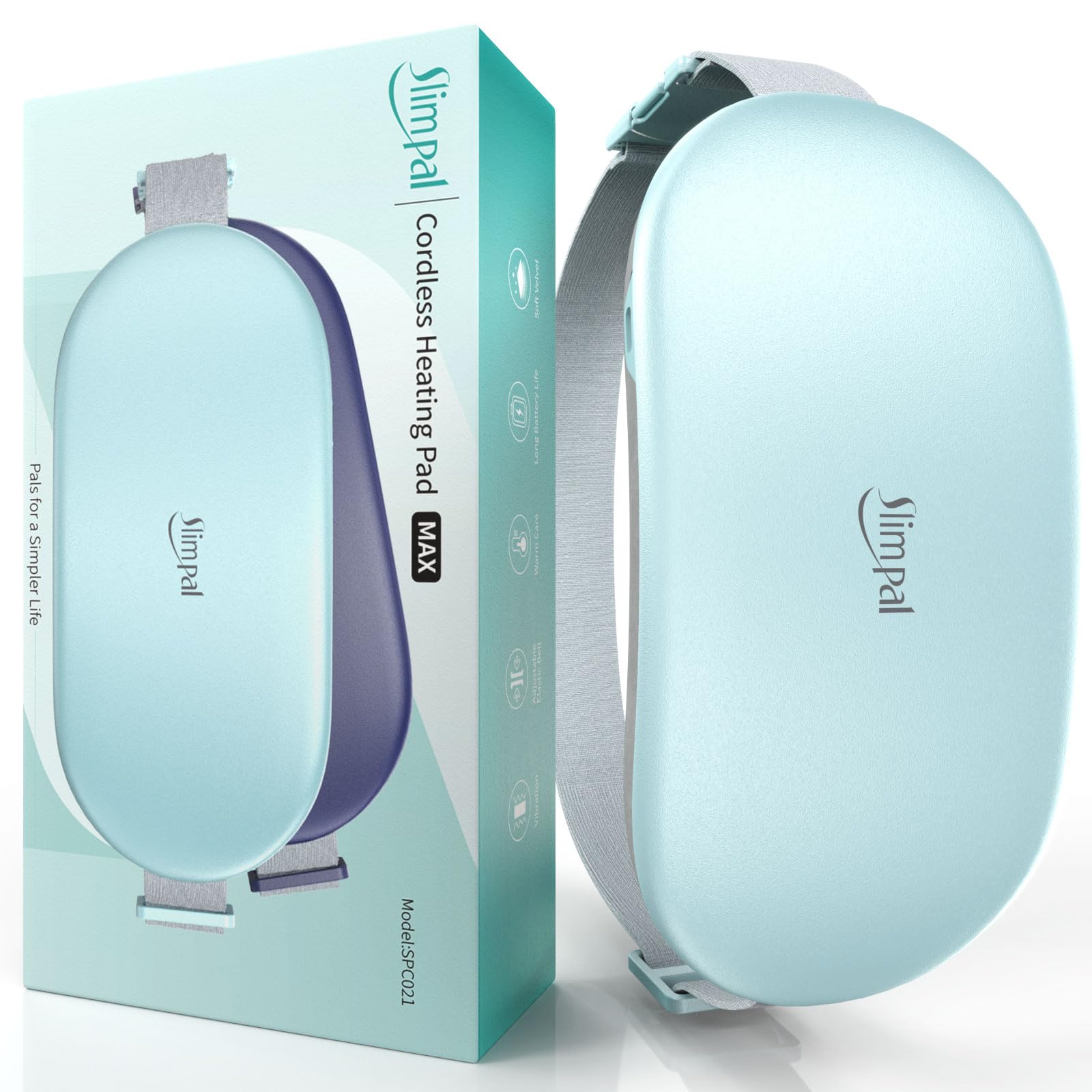 Photo 1 of Slimpal Heating Pad for Period Cramps, Plus-Sized Portable Electric Heating Pad, Menstrual Cordless Heat Belt Back, Belly, Waist Pain Relief, Long-Lasting Battery, Gift for Her Girl Women, Light Blue